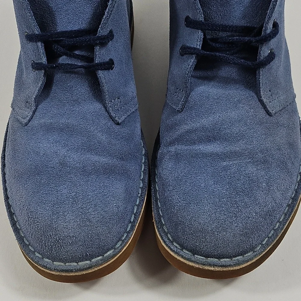 Clarks Bushacre 2 Dusty Blue Suede Leather Lace Up Desert Chukka Ankle Boot